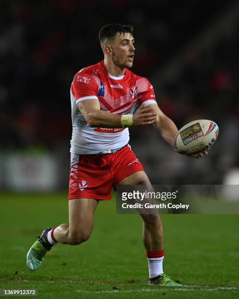 Lewis Dodd of St Helens during the Betfred Super League match between St Helens and Catalans Dragons at Totally Wicked Stadium on February 10, 2022...
