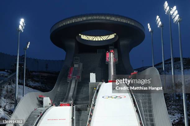 Radek Rydl of Team Czech Republic competes during the Men's Large Hill Individual Trial Round for Qualification on day 7 of Beijing 2022 Winter...