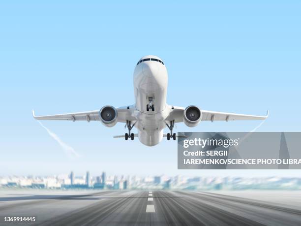 passenger aeroplane taking off, illustration - aeroplane stock-grafiken, -clipart, -cartoons und -symbole