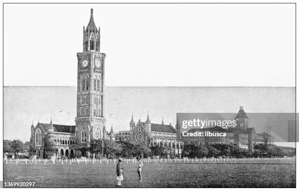 antique travel photographs of india: high court, mumbai - mumbai stock illustrations