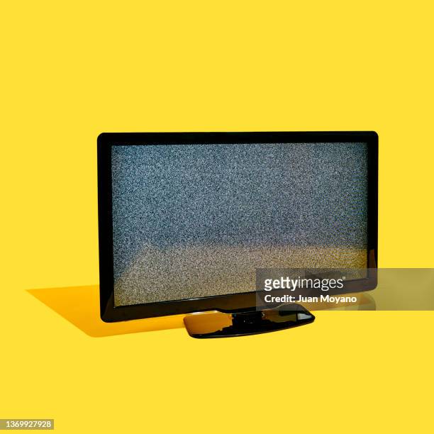 flat screen television set with noise - テレビ放送 ストックフォトと画像