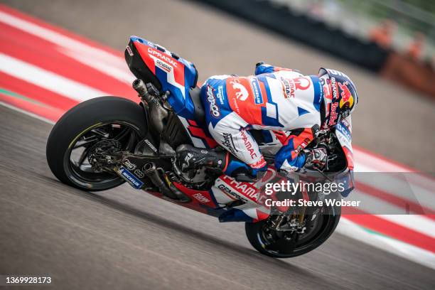 Johann Zarco of France and Pramac Racing rides during the MotoGP Pre-Season IRTA-Test at Mandalika International Street Circuit on February 11, 2022...