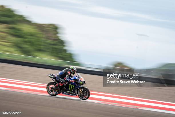 Fabio Quartararo of France and Monster Energy Yamaha MotoGP rides during the MotoGP Pre-Season IRTA-Test at Mandalika International Street Circuit on...