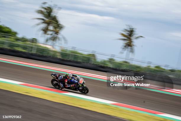 Fabio Quartararo of France and Monster Energy Yamaha MotoGP rides during the MotoGP Pre-Season IRTA-Test at Mandalika International Street Circuit on...