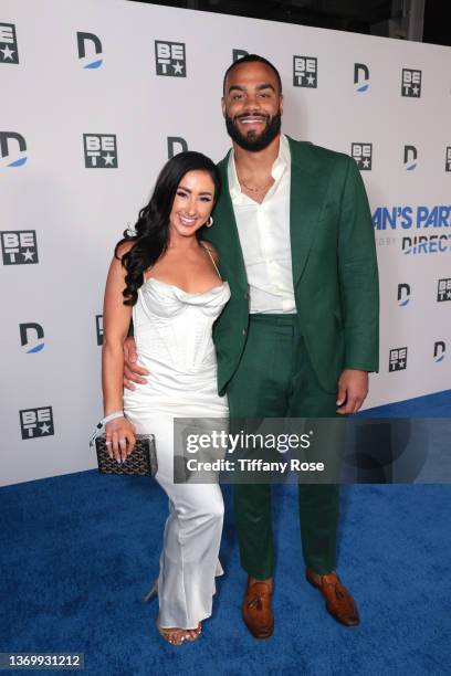 Solomon Thomas and guest attend The Chairman's Party at SoFi Stadium on February 10, 2022 in Inglewood, California.