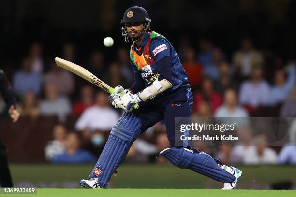 Dasun Shanaka of Sri Lanka bats during game one in the T20 International series between Australia and Sri Lanka at Sydney Cricket Ground on February...