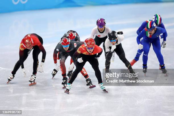 Team China, Team Canada, Team Japan and Team Italy compete during the Men's 5000m Relay Semifinals on day seven of the Beijing 2022 Winter Olympic...