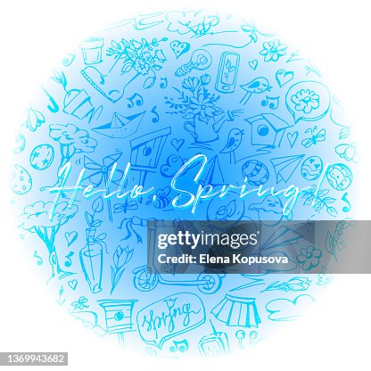 Hello Spring Drawing Tutorial Hello Spring Colored Spring Drawings By Hand On A Neutral Pastel ...