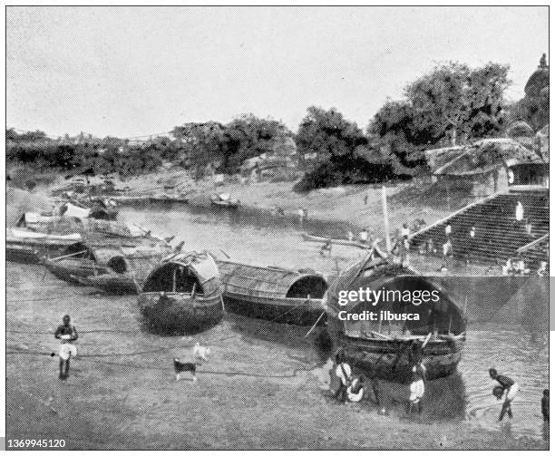 antique travel photographs of india: kalighat - calcutta stock illustrations