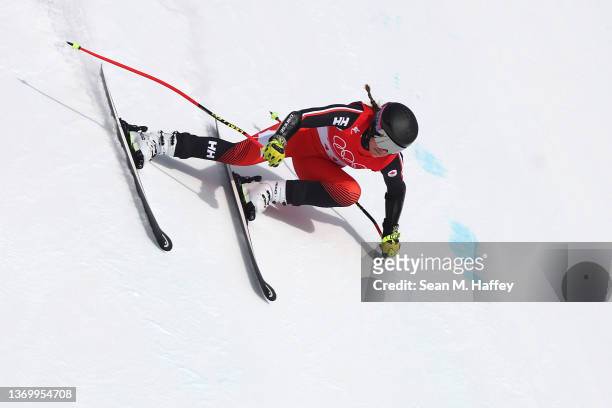 Marie-Michele Gagnon of Team Canada skis during the Women's Super-G on day seven of the Beijing 2022 Winter Olympic Games at National Alpine Ski...
