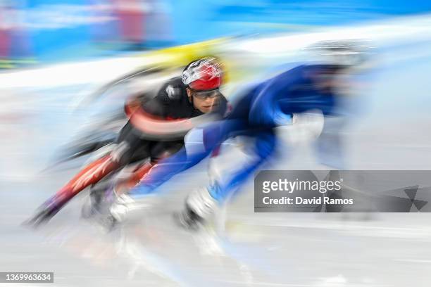 Jordan Pierre-Gilles of Team Canada competes during the Men's 500m Heats on day seven of the Beijing 2022 Winter Olympic Games at Capital Indoor...