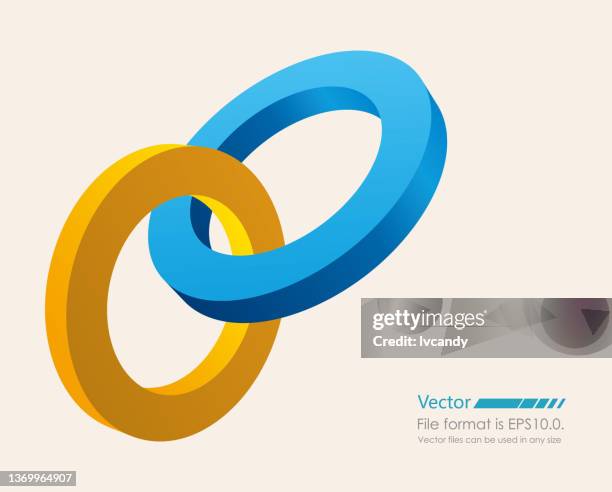 stockillustraties, clipart, cartoons en iconen met 2 connected rings - samenwerken