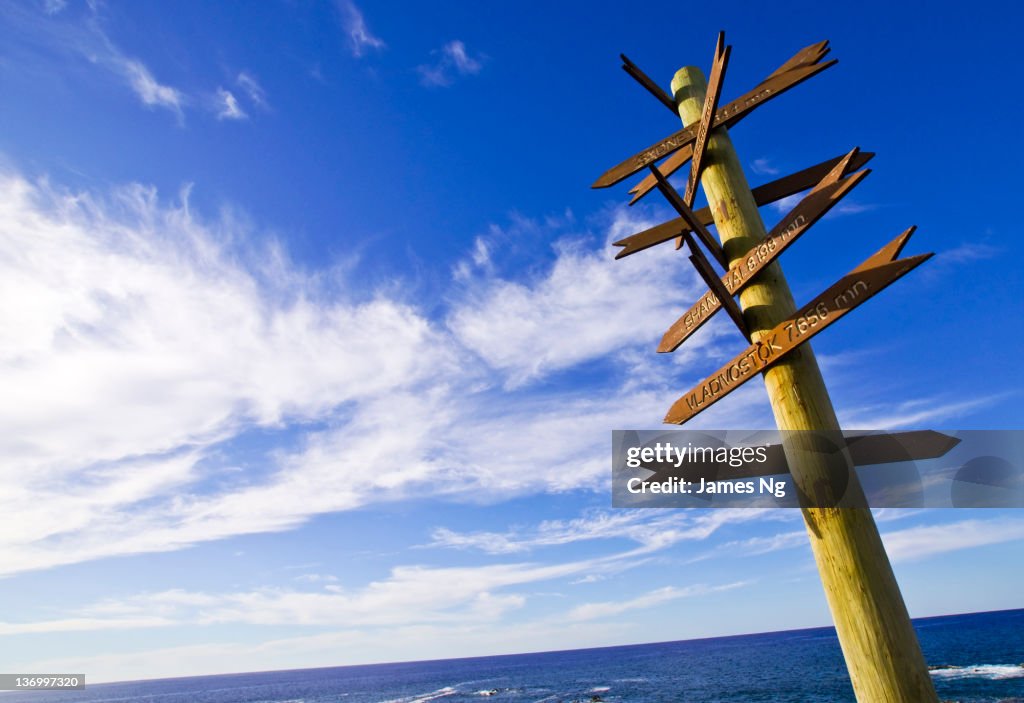 Signpost With Multiple Destinations And Distances High-Res Stock Photo ...