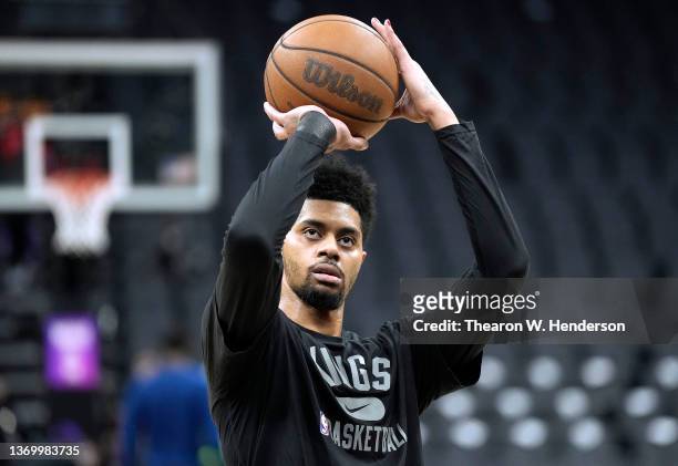 Jeremy Lamb of the Sacramento Kings warms up prior the start of an NBA basketball game against the Minnesota Timberwolves at Golden 1 Center on...