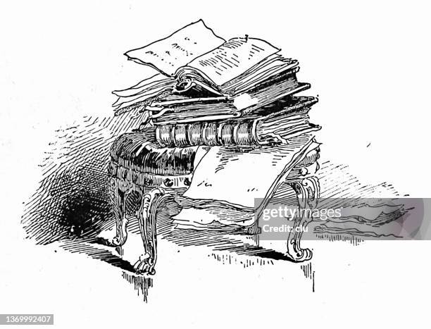 pile of books - history textbook stock illustrations