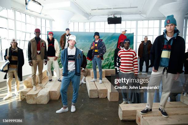 Models display Perry Ellis America fashions during Men's Day Fall 2022 Collections during New York Fashion Week at Canoe Studios on February 11, 2022...