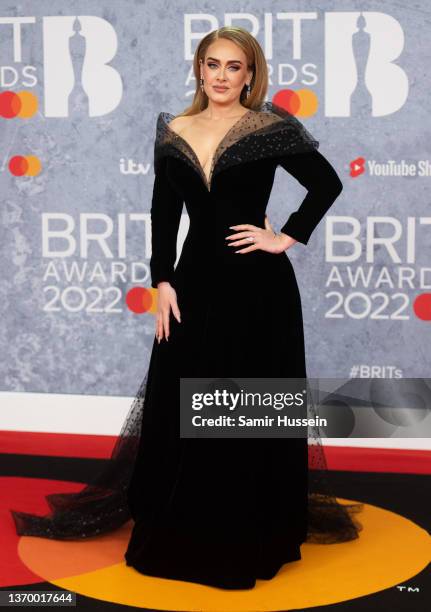 Adele attends The BRIT Awards 2022 at The O2 Arena on February 08, 2022 in London, England.