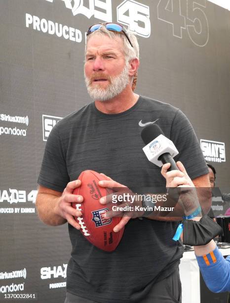 Brett Favre attends day 3 of SiriusXM At Super Bowl LVI on February 11, 2022 in Los Angeles, California.