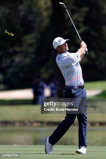 Luke Guthrie of the United States plays a shot on the 14th hole during the second round of the Astara Golf Championship presented by Mastercard at...