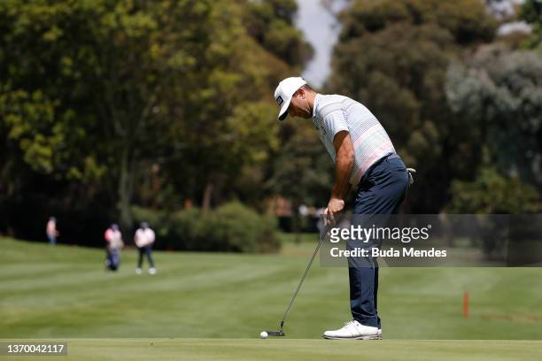 Luke Guthrie of the United States plays a shot on the 11th hole during the second round of the Astara Golf Championship presented by Mastercard at...