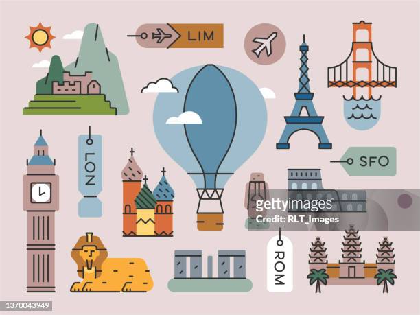 ilustraciones, imágenes clip art, dibujos animados e iconos de stock de viajes y puntos de referencia mundiales: serie brightline - coliseum rome