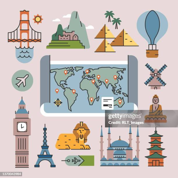 world travel & landmarks—brightline series - pagoda stock illustrations