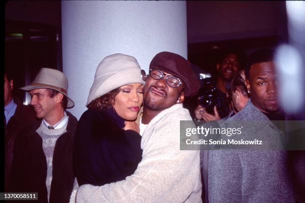 Bobby Brown and Whitney Houston attend the "Cinderella" movie premiere at the Sony Lincoln Square Theater in New York City on October 27, 1997.