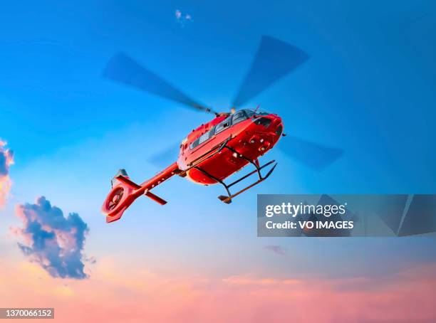 helicopter. air transportation. air ambulance - helicopter rotors stock-fotos und bilder