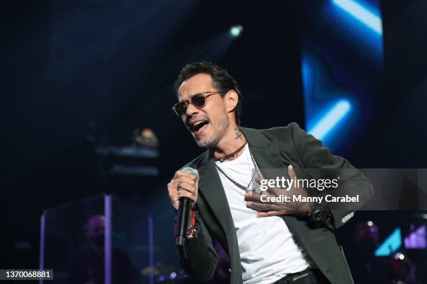 Marc Anthony performs on stage at Madison Square Garden on February 11, 2022 in New York City.