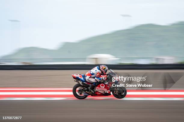 Johann Zarco of France and Pramac Racing rides during the MotoGP Pre-Season IRTA-Test at Mandalika International Street Circuit on February 12, 2022...