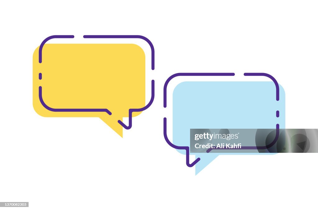Icône de chat. Conception de lignes de ligne de bulle de discours. Icônes de commentaires de différentes couleurs
