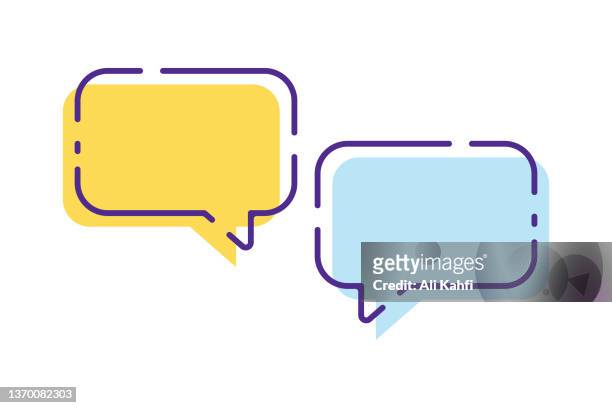 chat icon. speech bubble line art design. different colors comment icons - organised group stock illustrations