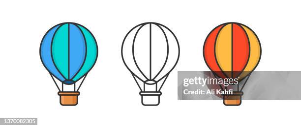 ilustraciones, imágenes clip art, dibujos animados e iconos de stock de icono de globo aerostático aislado sobre fondo blanco - ballon