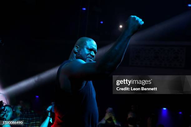 Shaquille O'Neal aka DJ Diesel performs onstage during Shaq’s Fun House presented by FTX at Shrine Auditorium and Expo Hall on February 11, 2022 in...