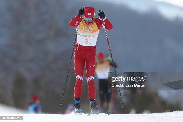 Tatiana Sorina of Team ROC competes during the Women's Cross-Country 4x5km Relay on Day 8 of the Beijing 2022 Winter Olympics at The National...
