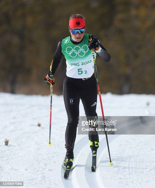 Katharina Hennig of Team Germany competes during the Women's Cross-Country 4x5km Relay on Day 8 of the Beijing 2022 Winter Olympics at The National...