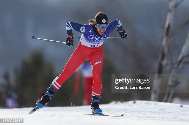 Petra Hyncicova of Team Czech Republic competes during the Women's Cross-Country 4x5km Relay on Day 8 of the Beijing 2022 Winter Olympics at The...