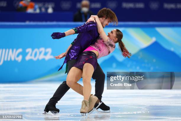 Katharina Mueller and Tim Dieck of Team Germany skate during the Ice Dance Rhythm Dance on day eight of the Beijing 2022 Winter Olympic Games at...