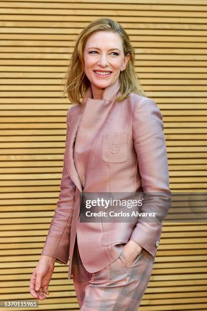 Actress Cate Blanchett poses at the "Goya International' Award photocall 2022 at Palau De Les Arts on February 12, 2022 in Valencia, Spain.
