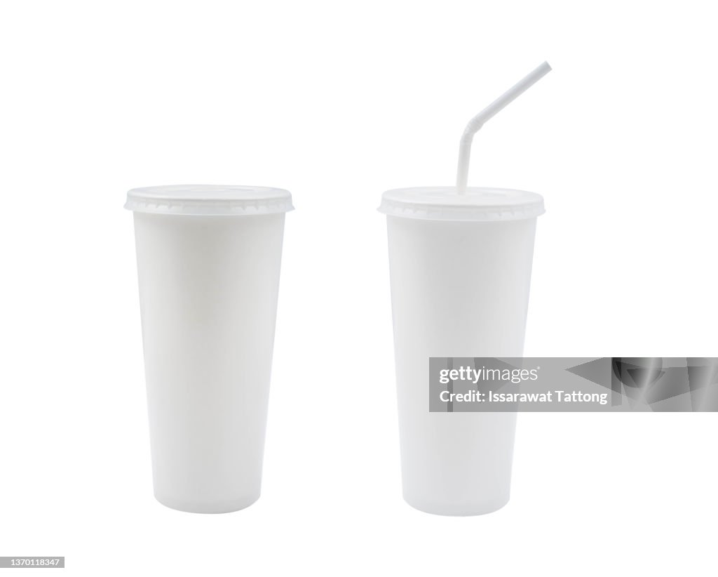 Real paper coffee cup isolated on white background.
