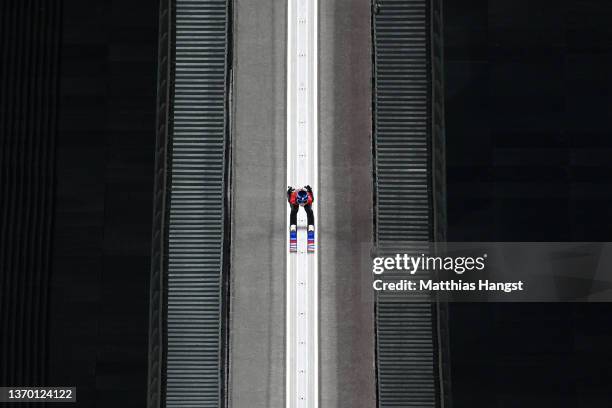 Ryoyu Kobayashi of Team Japan competes during the Men's Large Hill Individual Final Round on Day 8 of Beijing 2022 Winter Olympics at National Ski...