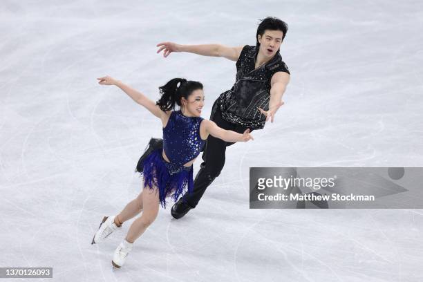 Shiyue Wang and Xinyu Liu of Team China skate during the Ice Dance Rhythm Dance on day eight of the Beijing 2022 Winter Olympic Games at Capital...