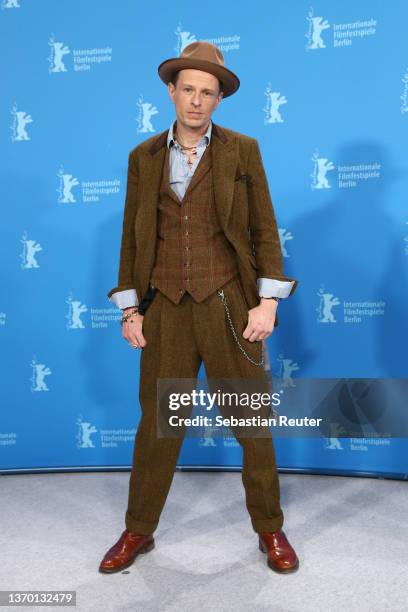 Actor Alexander Scheer poses at the "Rabiye Kurnaz gegen George W. Bush" photocall during the 72nd Berlinale International Film Festival Berlin at...