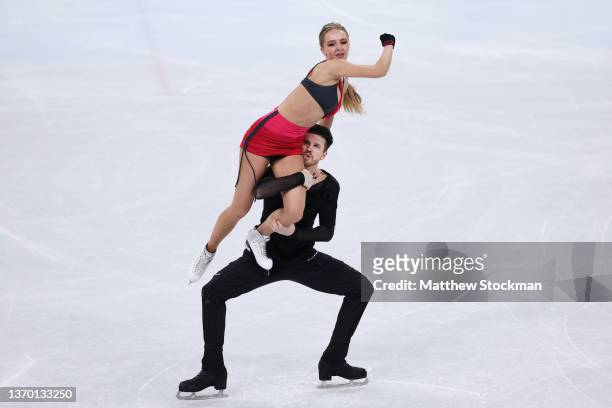 Alexandra Stepanova and Ivan Bukin of Team ROC skate during the Ice Dance Rhythm Dance on day eight of the Beijing 2022 Winter Olympic Games at...