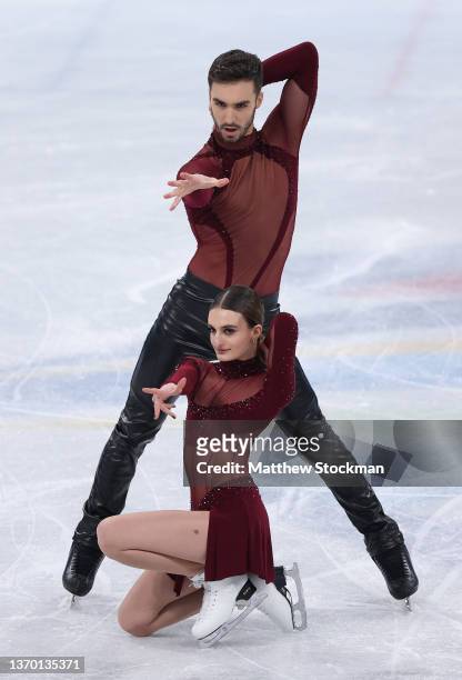 Gabriella Papadakis and Guillaume Cizeron of Team France skate during the Ice Dance Rhythm Dance on day eight of the Beijing 2022 Winter Olympic...