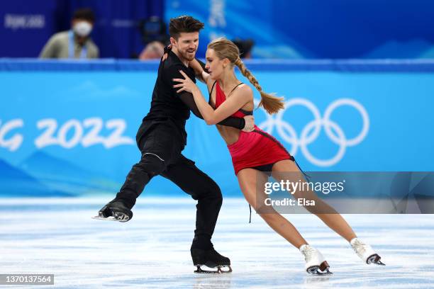 Alexandra Stepanova and Ivan Bukin of Team ROC skate during the Ice Dance Rhythm Dance on day eight of the Beijing 2022 Winter Olympic Games at...