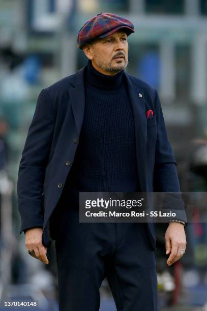 Bologna FC head coach Sinisa Mihajlovic during the Serie A match between SS Lazio and Bologna FC at Stadio Olimpico on February 12, 2022 in Rome,...