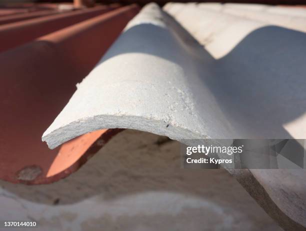 asbestos roof - greece - silicate mineral stock pictures, royalty-free photos & images