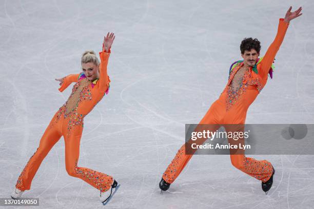 Piper Gilles and Paul Poirier of Team Canada skate during the Ice Dance Rhythm Dance on day eight of the Beijing 2022 Winter Olympic Games at Capital...