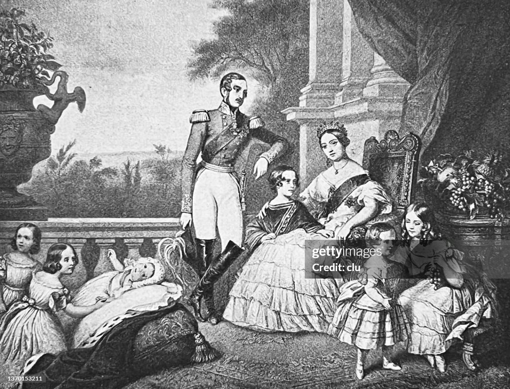 Queen Victoria with her husband and the children